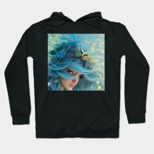 Cutes Owl Goddess with blue hairs Hoodie